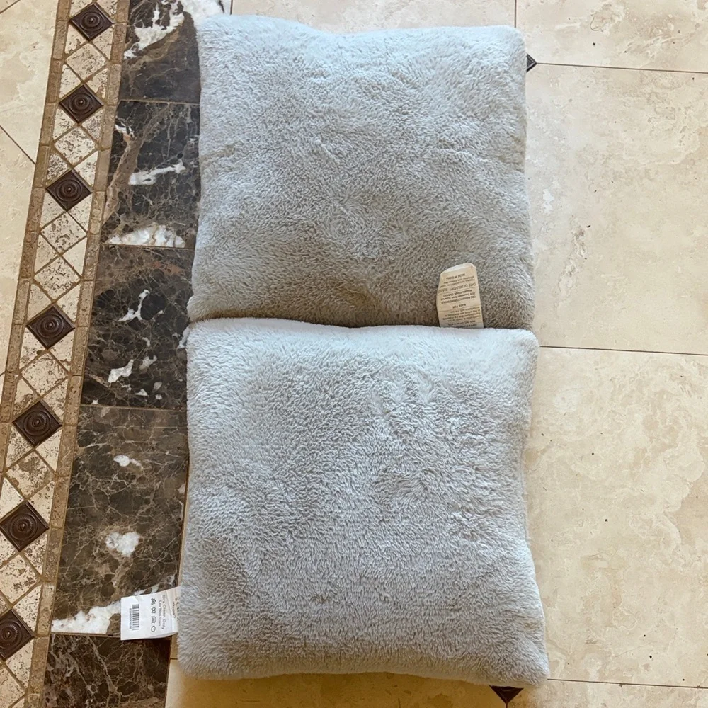 Plush Light Gray Throw Pillows
